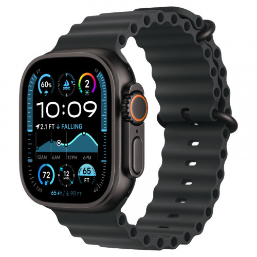 Apple Watch Ultra 2024 GPS + Cellular, (корпус из титана цвета Черный титан, ремешок Ocean черного цвета) 49mm