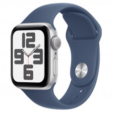 Apple Watch SE 2024, (корпус из алюминия Серебристого цвета, спортивный ремешок цвета Синий деним) 40mm