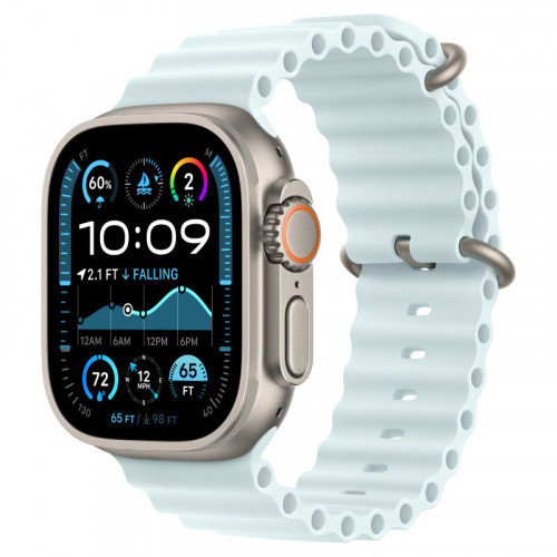 Apple Watch Ultra 2024 GPS + Cellular, (корпус из титана, ремешок Ocean цвета Ледяной синий) 49mm